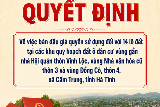 QUYẾT ĐỊNH: Về việc bán đấu giá quyền sử dụng đối với 14 lô đất tại các khu quy hoạch đất ở dân cư 