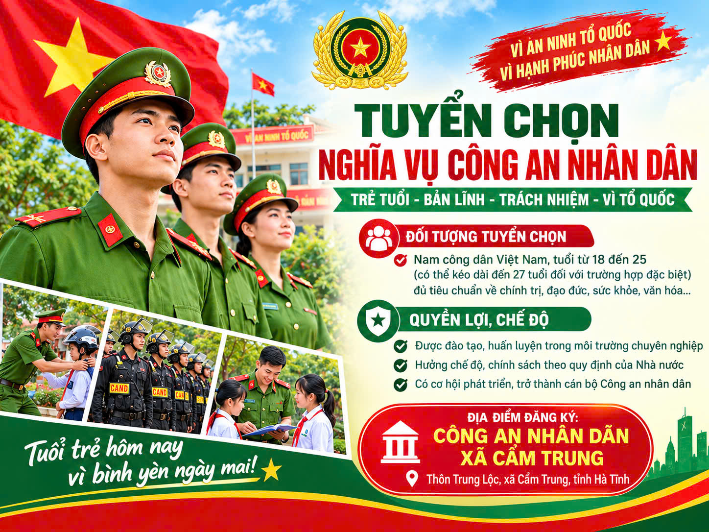 Xã Cẩm Trung tuyên truyền Luật Nghĩa vụ quân sự, nghĩa vụ Công an nhân dân và công tác tuyển chọn, gọi công dân nhập ngũ năm 2027