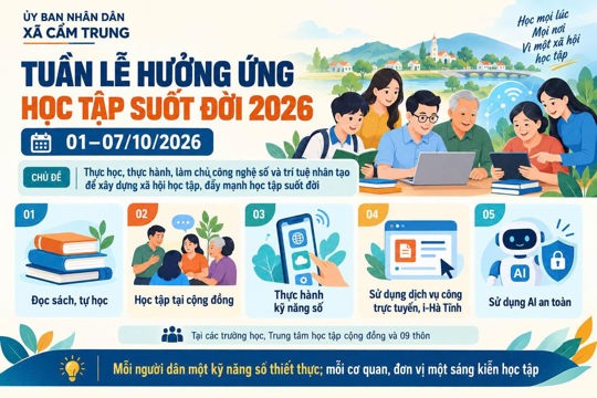 Xã Cẩm Trung hưởng ứng tuần lễ học tập suốt đời năm 2026: Học để làm chủ công nghệ, vận dụng vào cuộc sống